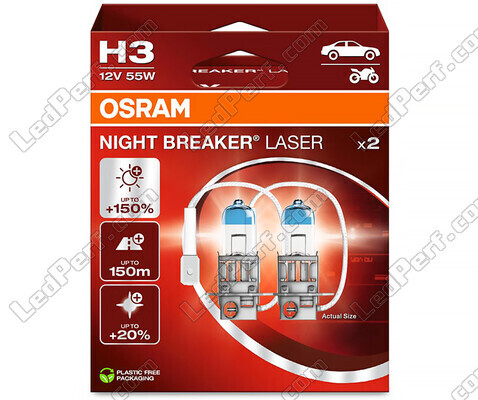 Pack of 2 Bulbs H3 Osram Night Breaker Laser + 150% - 64151NL-2HB