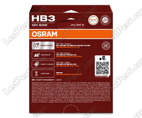 Pack of 2 Osram Night Breaker Laser +150% HB3 bulbs  - 9005NL-2HB