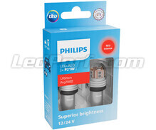 2x Philips P21W Ultinon PRO7000 LED bulbs - Red - BA15S - 12/24V